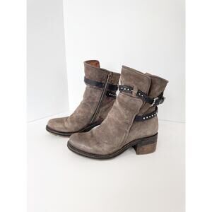 A.S. 98 Brown Gray Studded Ankle Boots Size 37